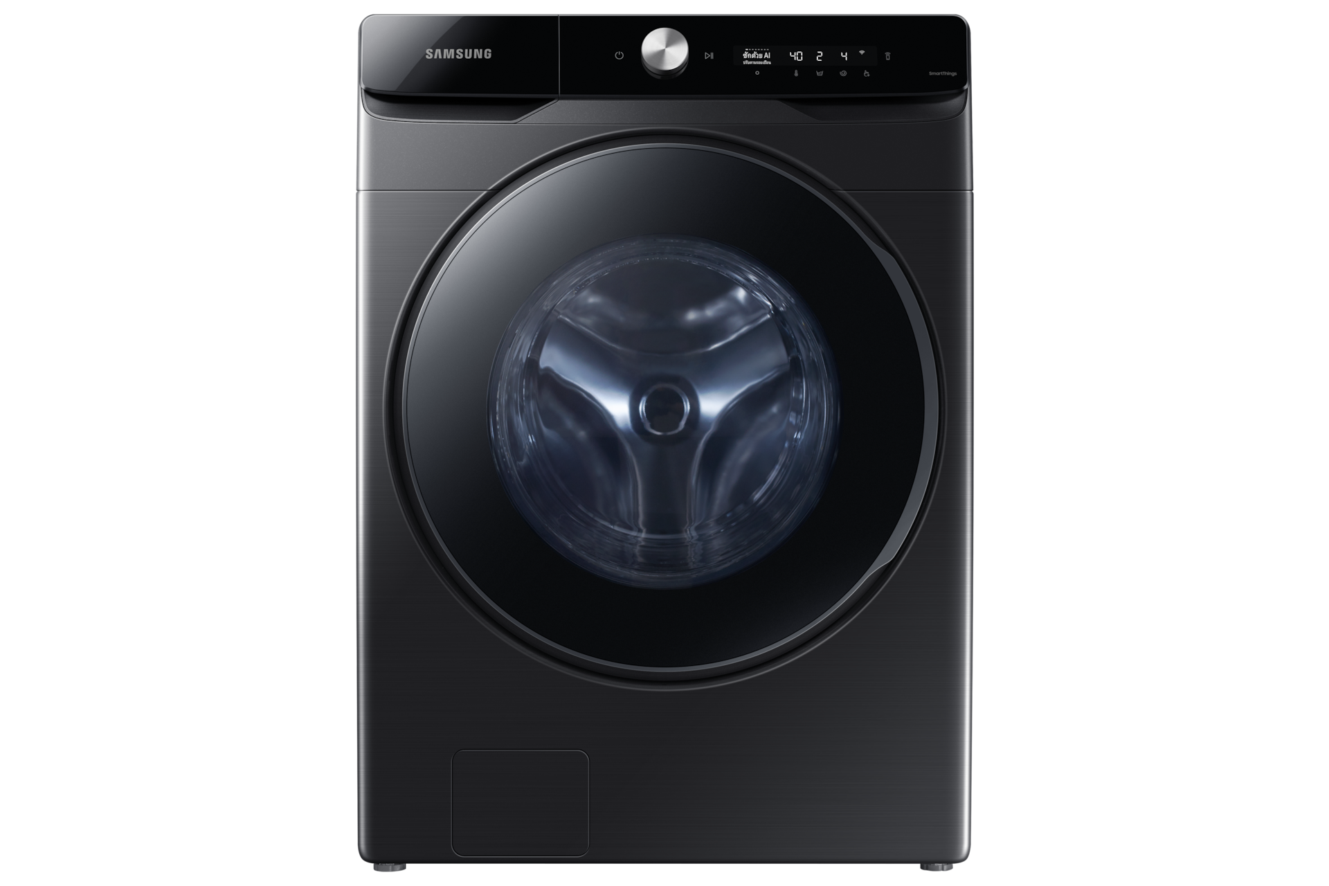 Samsung WD16T6500GV/ST 16+10kg washer dryer combo in Black, straight-on front view
