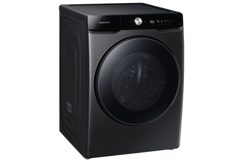Samsung WD6000T 16kg washer dryer combo in Black, front three-quarter view from the left