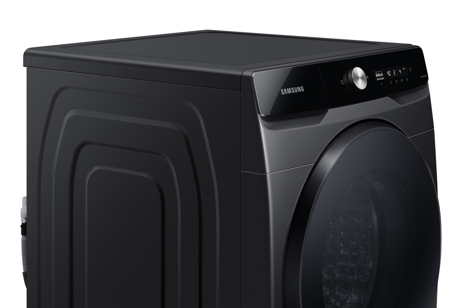 Samsung WD16T6500GV/ST side and front corner close-up in Black