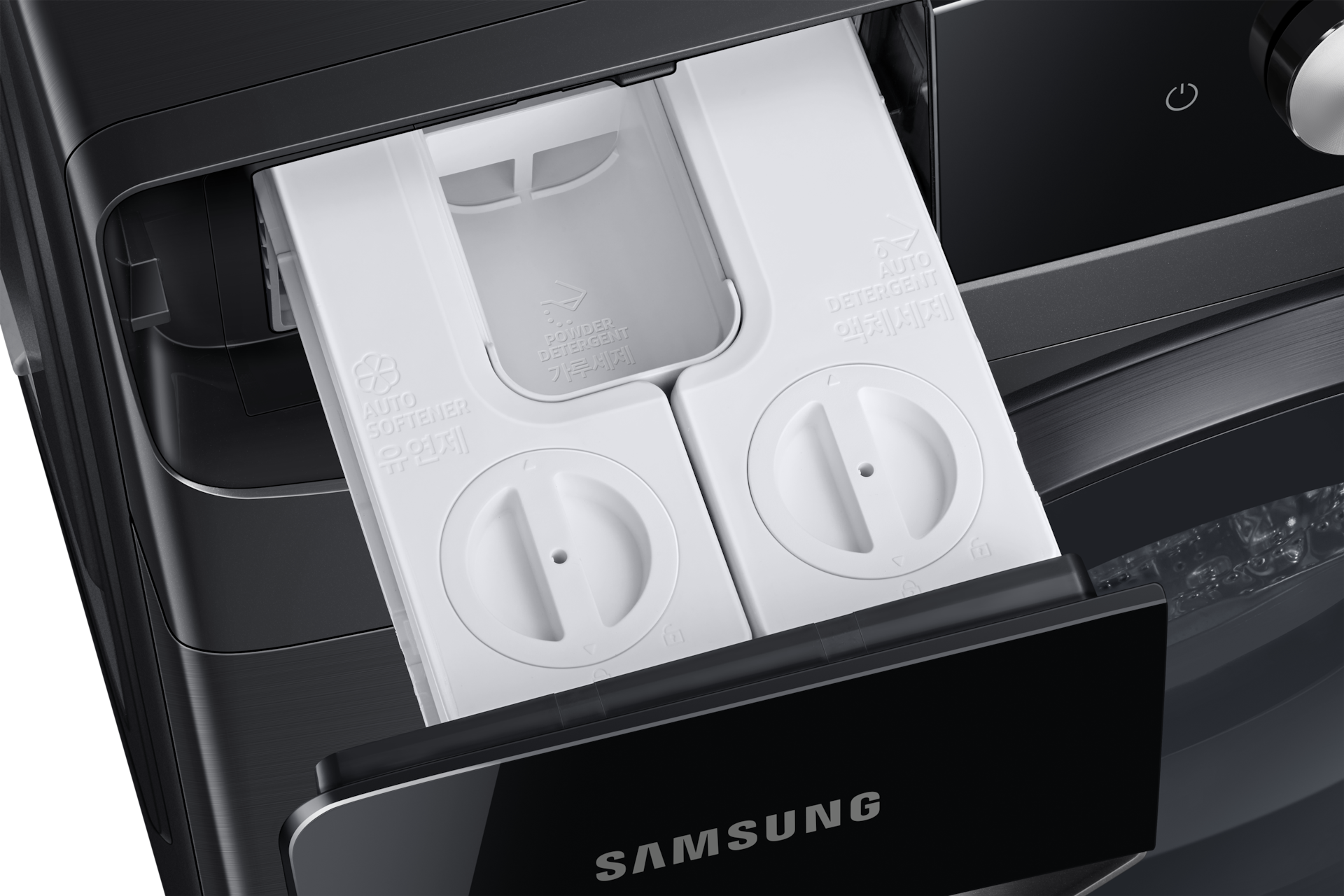 Samsung WD16T6500GV/ST Auto Dispense drawer with detergent and softener tanks