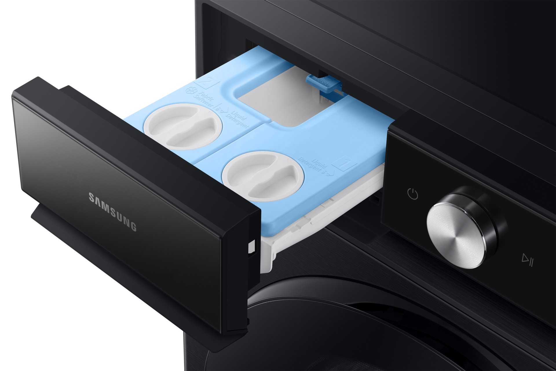 Samsung WD11BB944DGBGU Auto Dispense drawer with liquid detergent and fabric softener tanks
