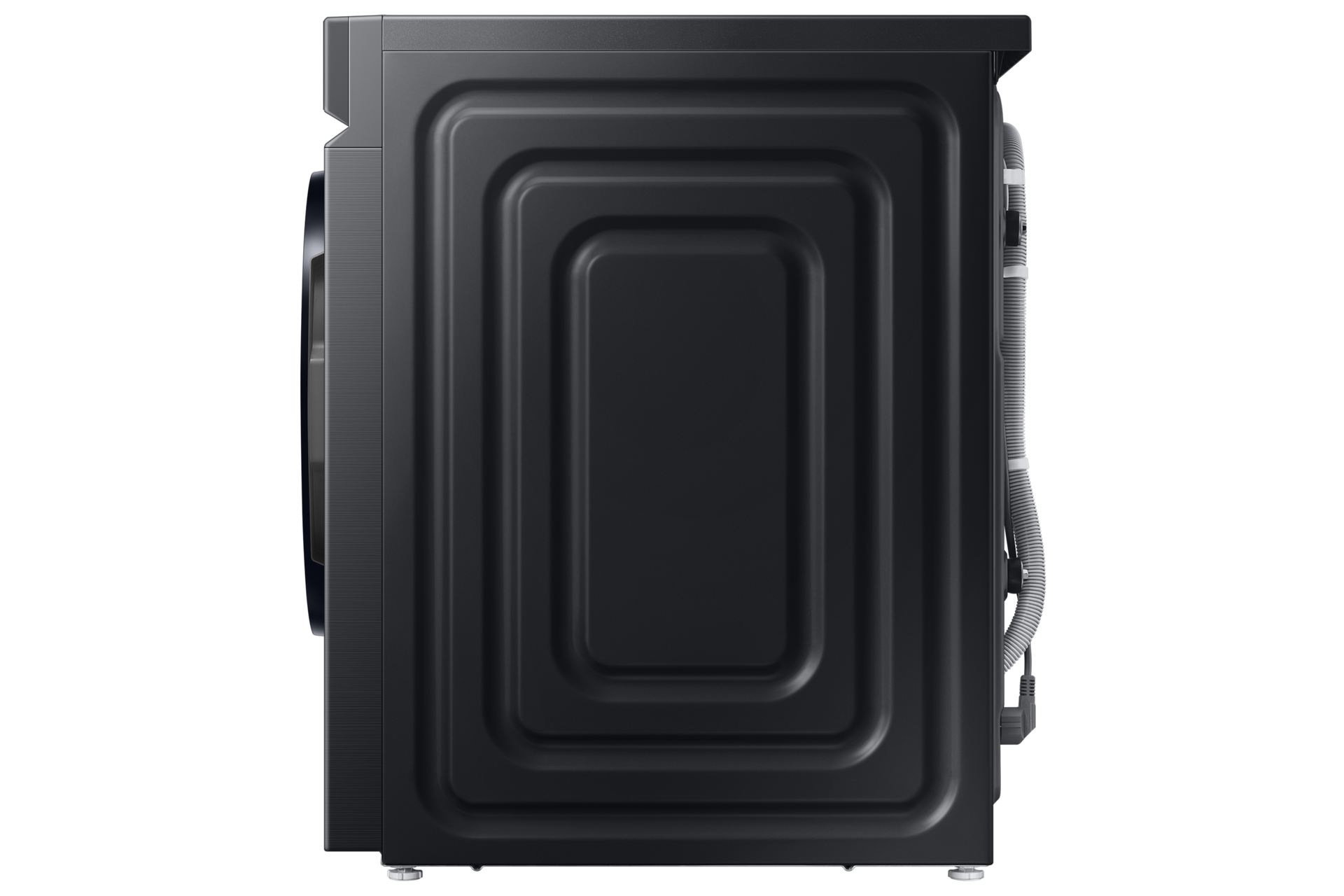 Samsung WD13BB944DGBFQ side profile of the black washer dryer combo