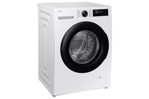 Samsung WW90DG5U34AEGU 9kg front load washing machine front three-quarter view in White