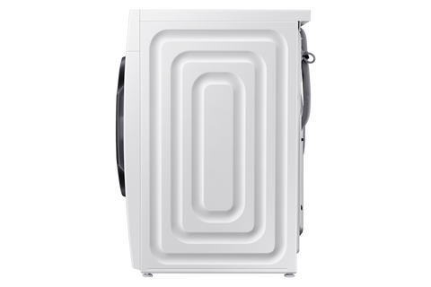 Samsung WW90DG5U34AEGU side profile of the white front load washing machine