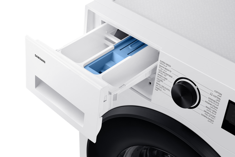 Samsung WW90DG5U34AEGU detergent and softener drawer pulled open