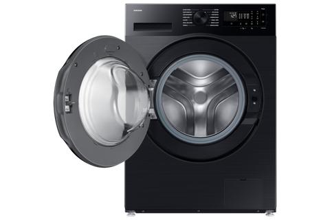 Samsung WW90DG5U34ABFA front view with door open showing the empty 9kg drum