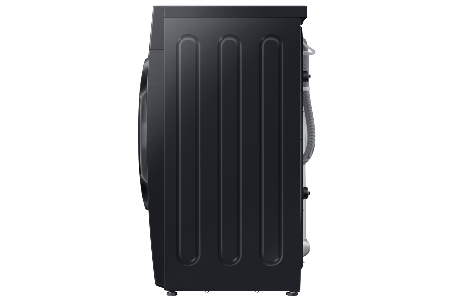 Samsung WW80FG5L32ABMF side profile of the slim black front load washer
