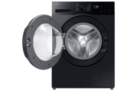 Samsung WW80FG5L32ABMF front view with door open showing the 8kg drum