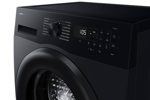 Samsung WW80FG5L32ABMF control panel with cycle dial and display close-up