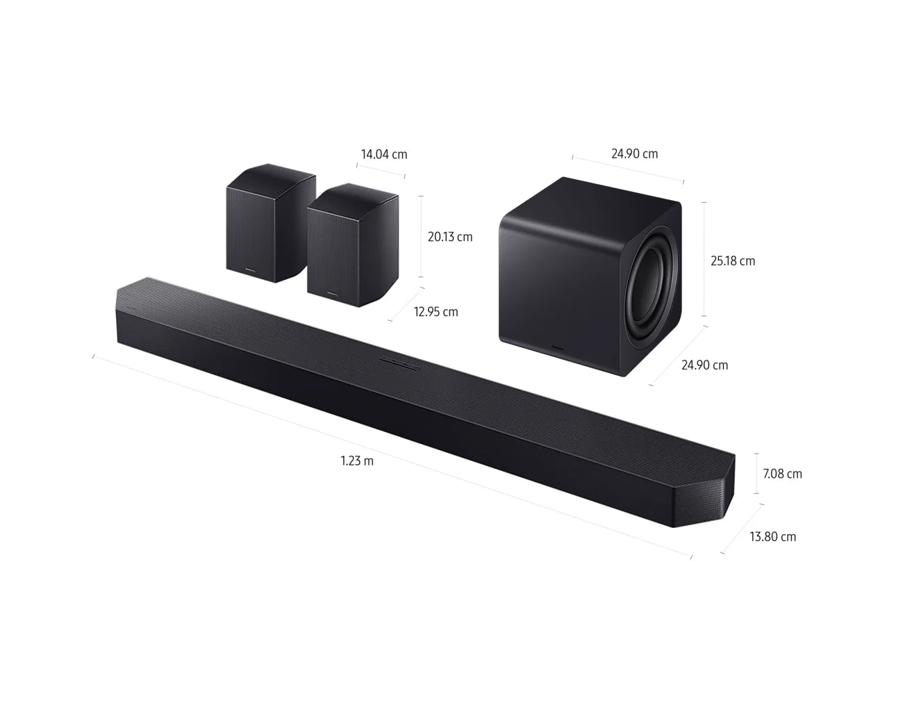 Samsung HW-Q990F Q-Series 11.1.4ch Dolby Atmos soundbar, dimensions