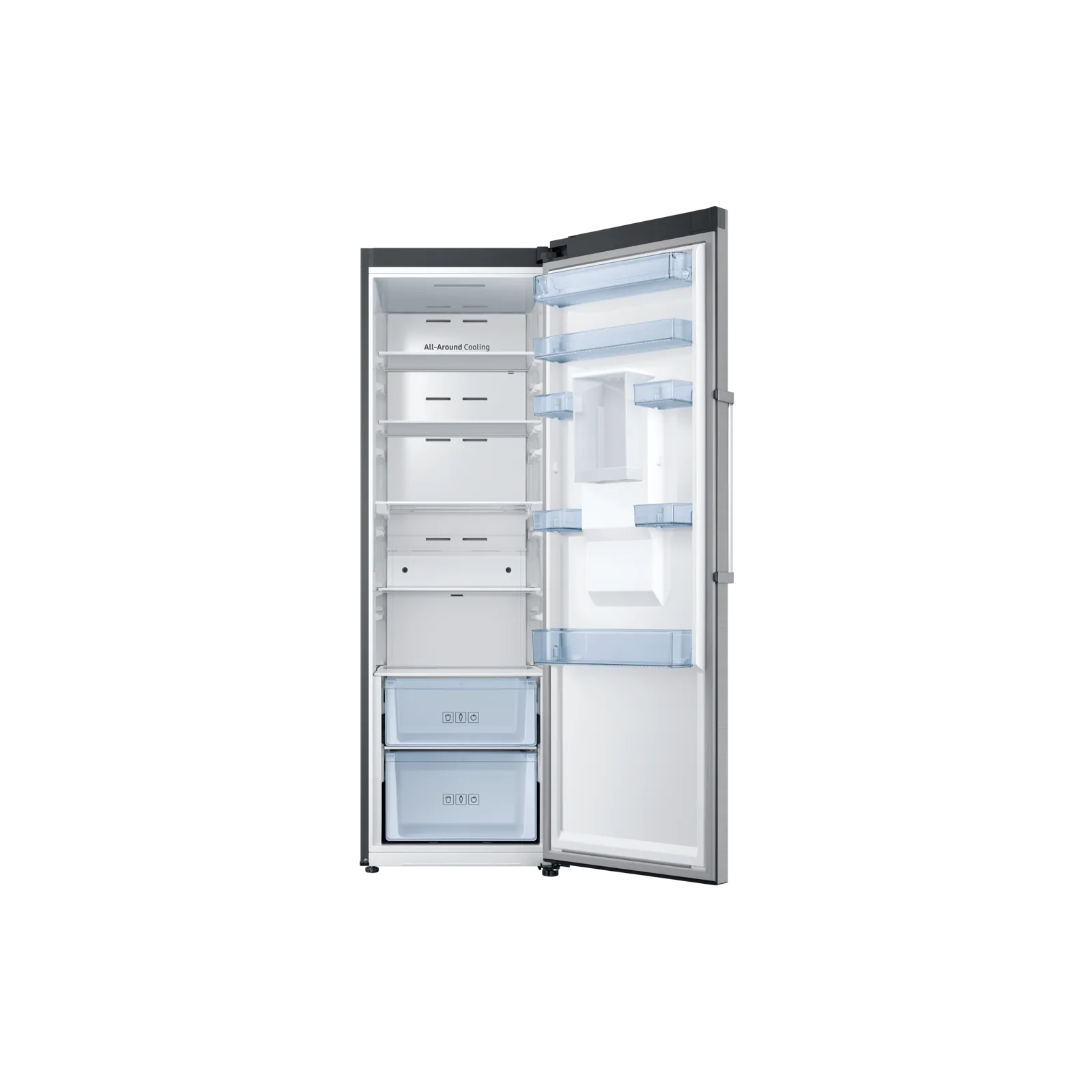 Samsung RR39M73107F/SG 375L 1-Door No Frost Refrigerator – Refined Steel angle view