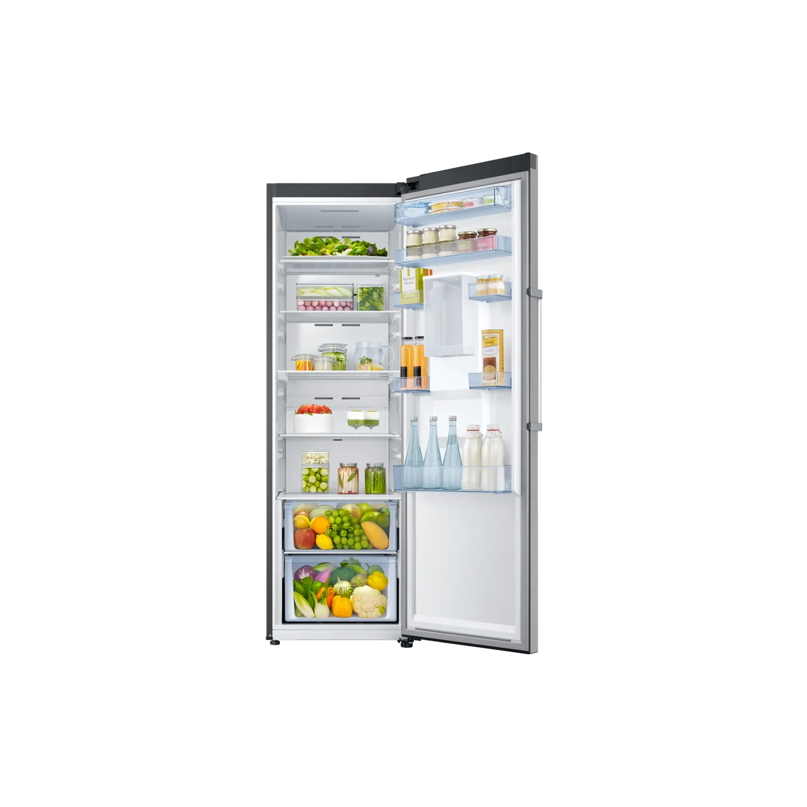 Samsung RR39M73107F/SG 375L 1-Door No Frost Refrigerator – Refined Steel open view