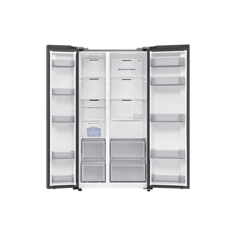 Samsung RS70F65QETTR 655L Side-by-Side Refrigerator – Silver side view