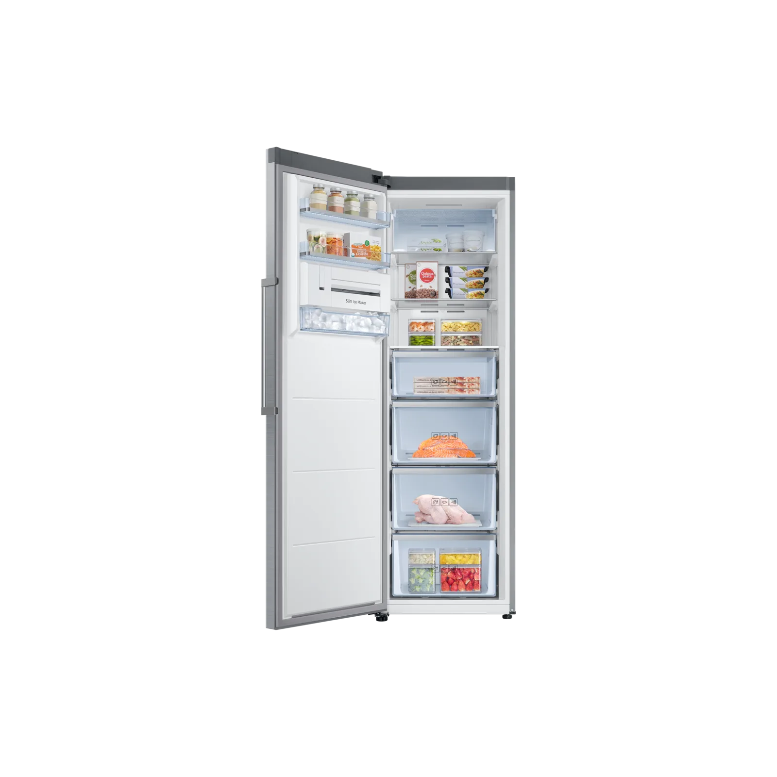 Samsung RZ32M71207F/SG 315L 1-Door No Frost Upright Freezer – Refined Steel open view