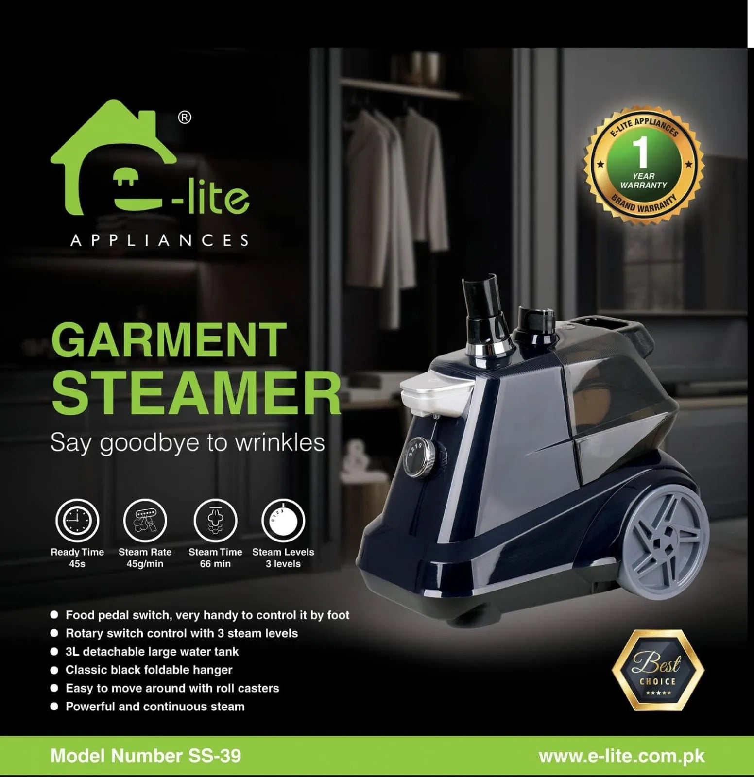 Elite SS39 detail | Elite SS39 Garment Steamer | ShandaarBuy